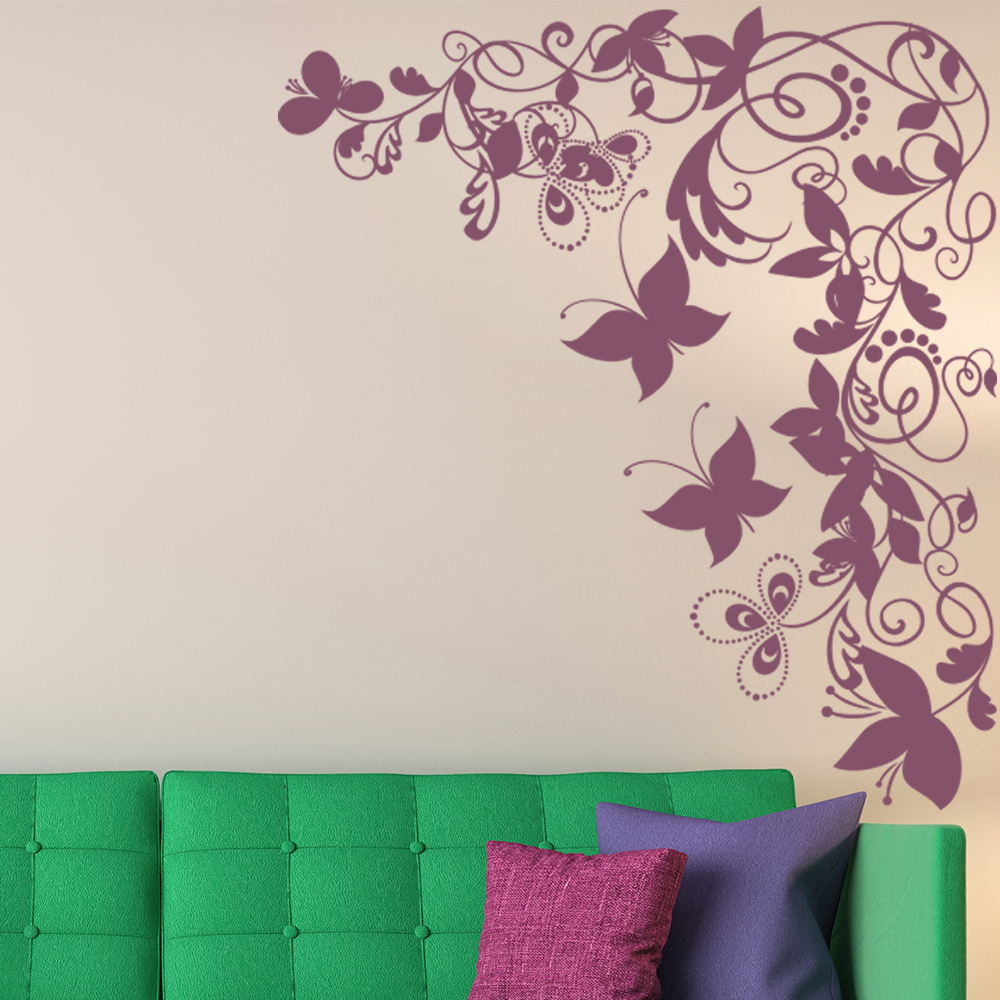 Butterfly Corner Girls Bedroom Wall Sticker