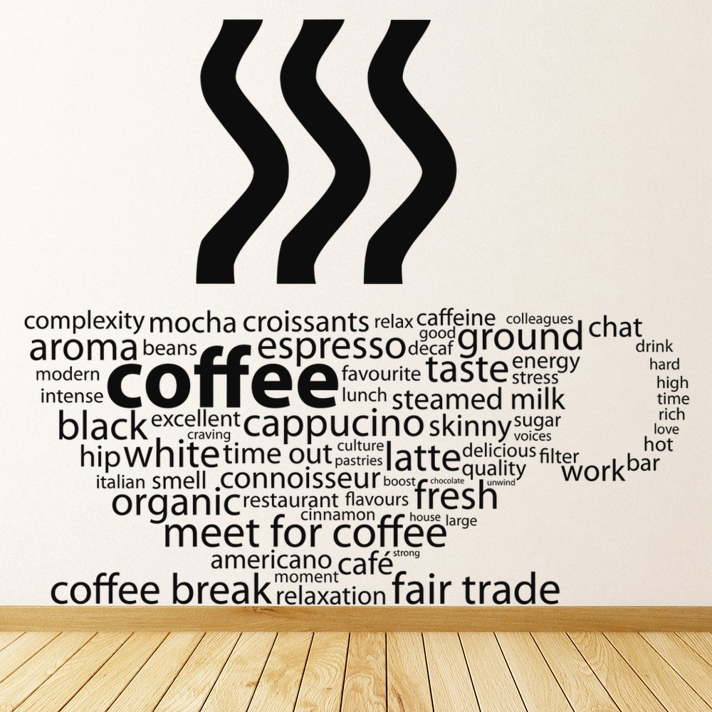 Coffee Cup Cafe Quote Wall Sticker