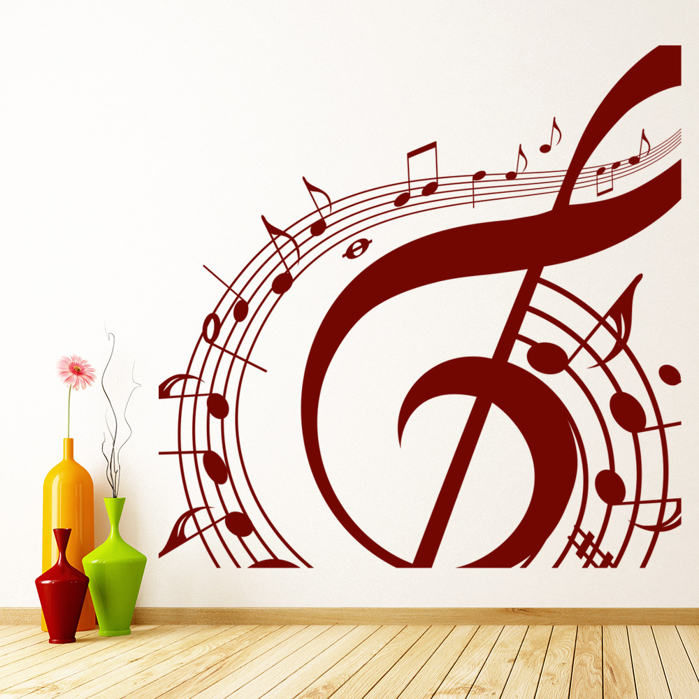 Music Notes Treble Clef Design Wall Sticker