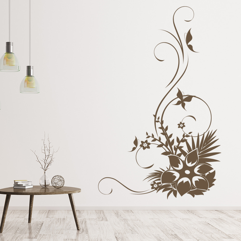 Butterflies And Flowers Swirl Corner Wall Sticker