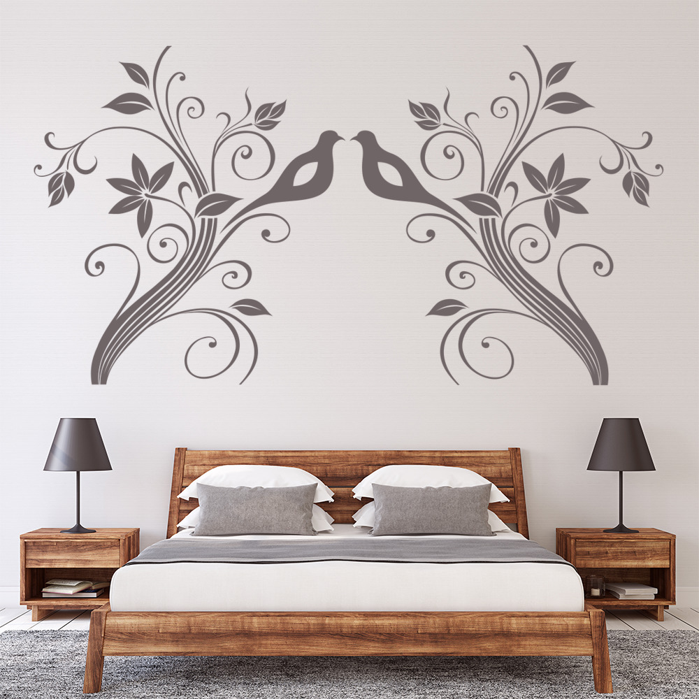 Floral Bird Flower Headboard Wall Sticker