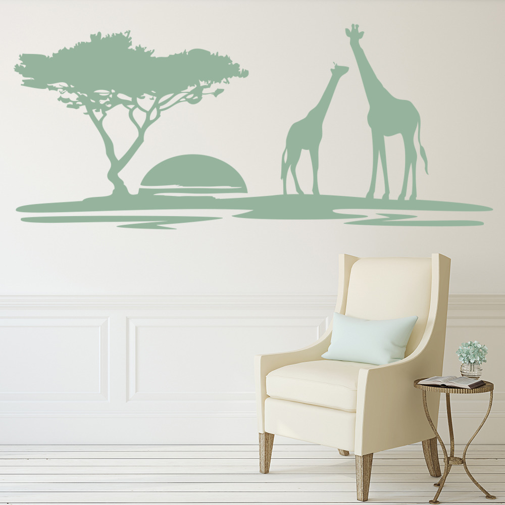 Safari Sunset Giraffes Wall Sticker