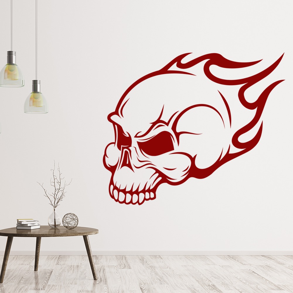 Flaming Skull Halloween Wall Sticker