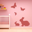 Rabbits Butterfly Wall Sticker