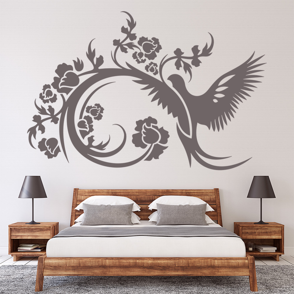 Floral Dove Flowers Birds Wall Sticker