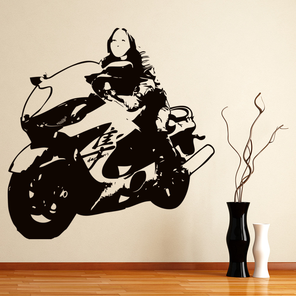 Woman Motorbike Rider Motorcycle Wall Sticker | Icon Wall Stickers