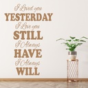 I Loved You Yesterday… Romantic Love Quotes Wall Sticker Home Decor Art Decals