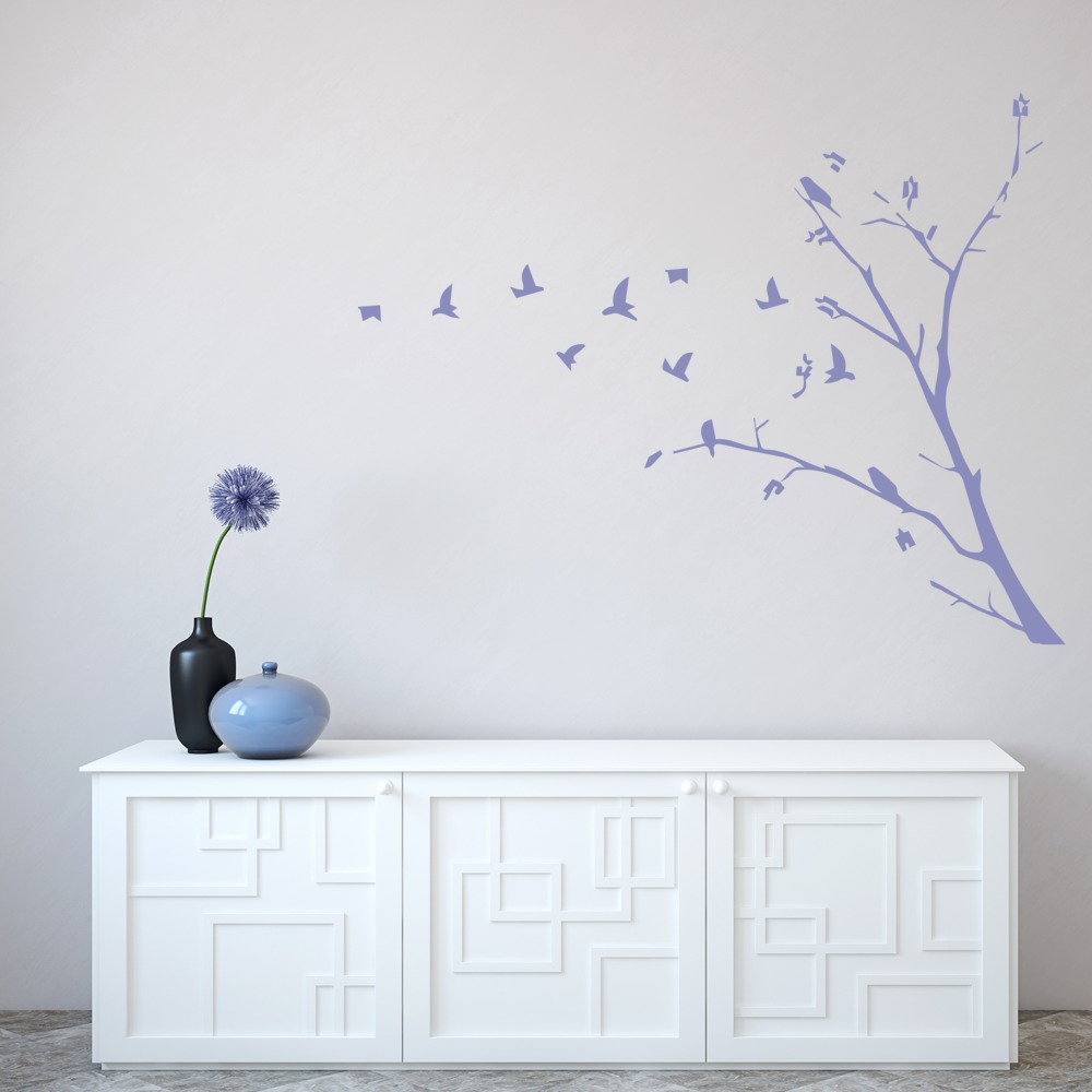 Flying Birds Branch Trees Wall Sticker