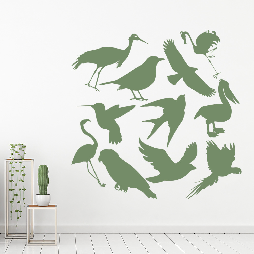 Bird Group Flamingo Parrot Wall Sticker Set