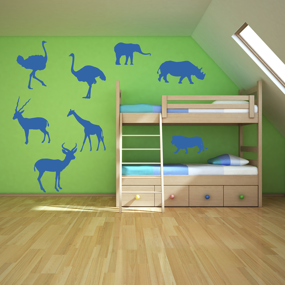 African Animals Rhino Elephant Wall Sticker Set