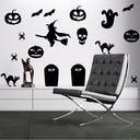 Tombstone Skull Witch Halloween Wall Sticker Set