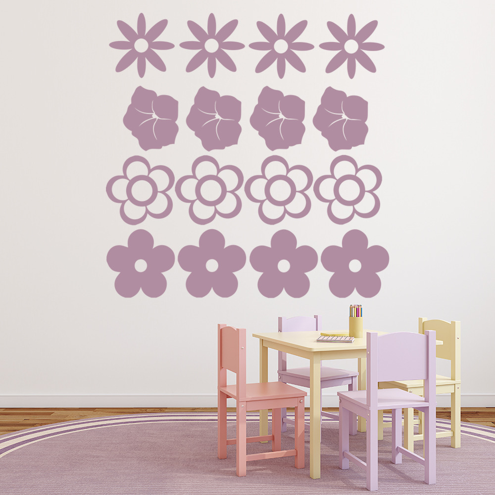 Flower Group Daisy Floral Wall Sticker Set