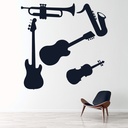 Musical Instruments Guitar Trumpet Wall Sticker Set