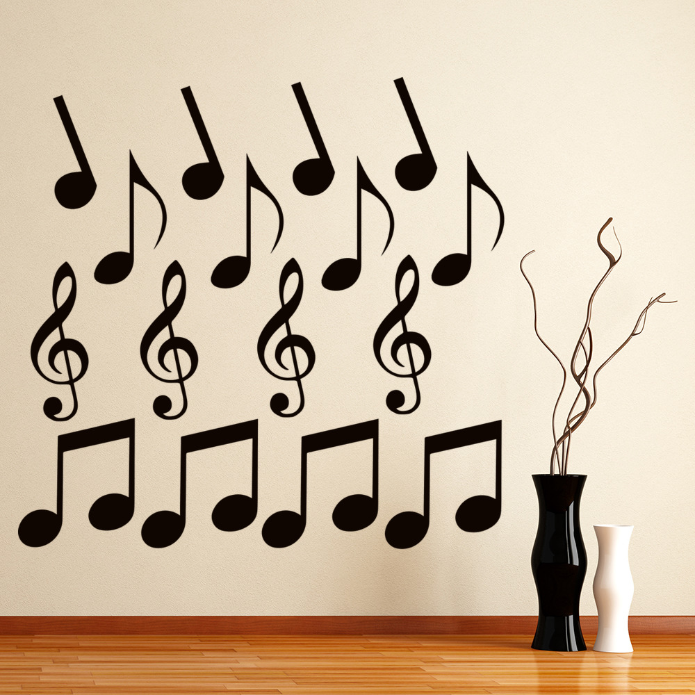Music Notes Quaver Treble Clef Wall Sticker Set