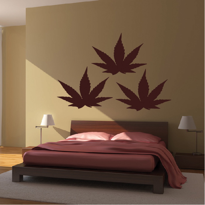Cannabis Silhouette Flowers And Trees Creative Multipack Wall Sticker Art Decals