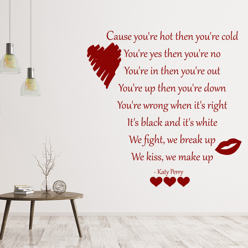 Hot N Cold Katy Perry Song Lyrics Wall Sticker
