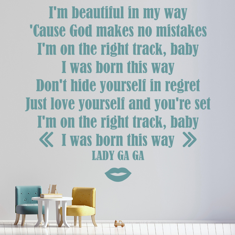 Born This Way Lady Gaga Quote Wall Sticker - Mod8
