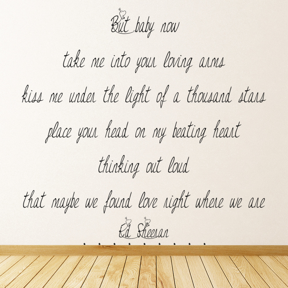 Ed Sheeran Thinking Out Loud Song Lyric Wall Sticker