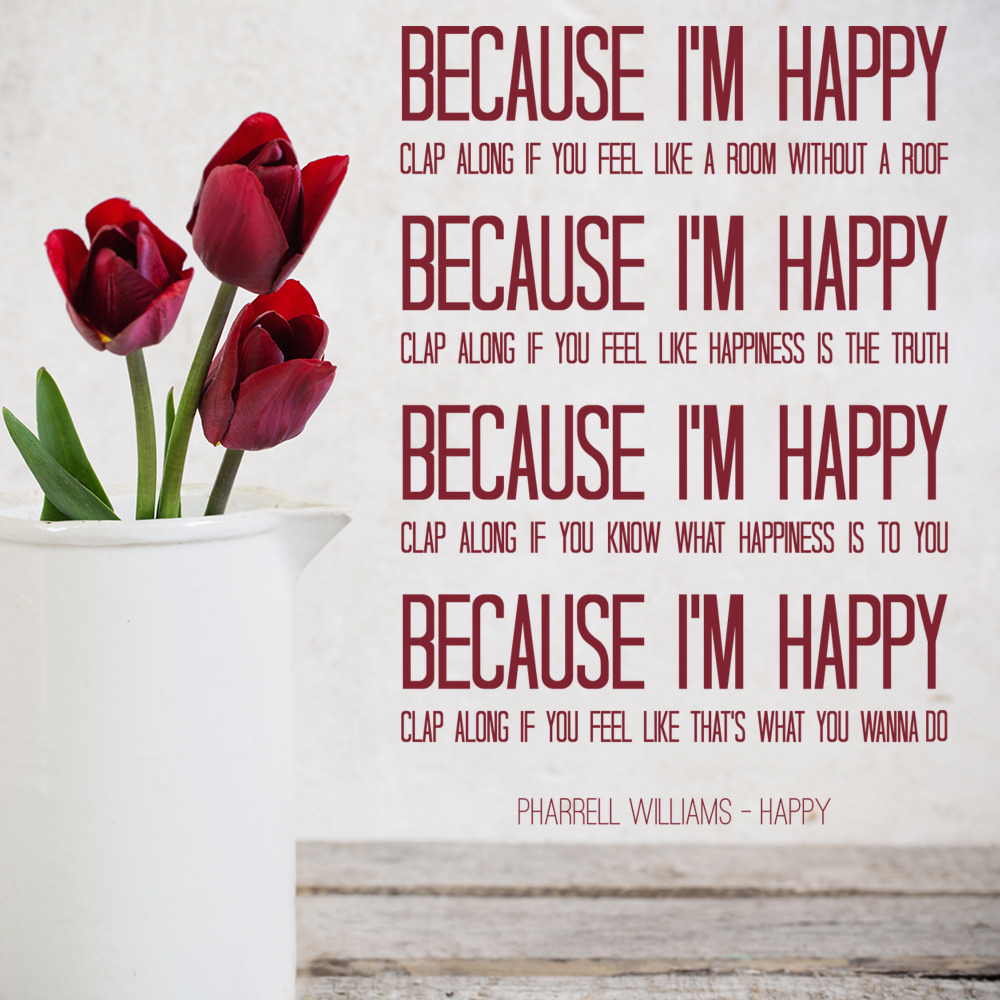 Pharrell Williams Happy Song Lyrics Wall Sticker
