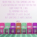 Someone Like You Adele Song Lyrics Wall Sticker