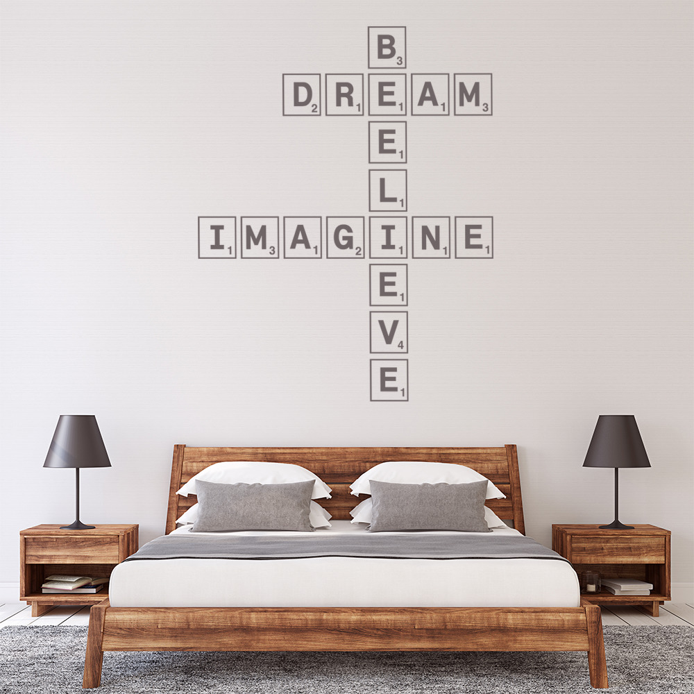 Dream Imagine Believe Scrabble Tile Wall Sticker