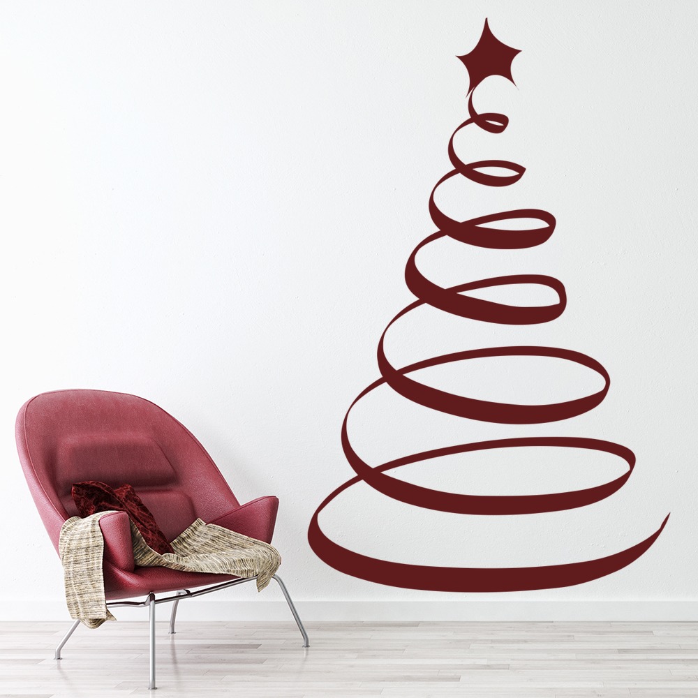 Spiral Christmas Tree Festive Xmas Wall Sticker
