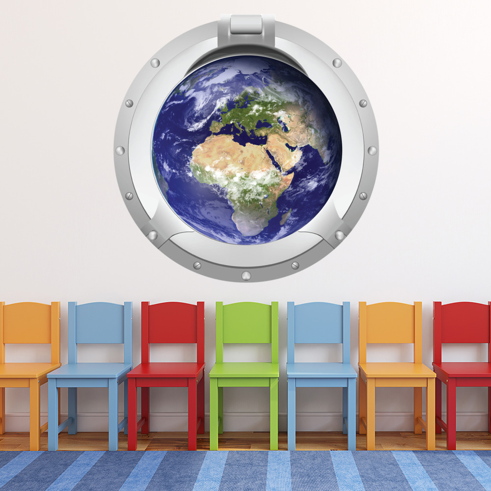 Planet Earth Porthole 3D Wall Sticker | Icon Wall Stickers