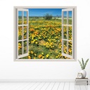 Yellow Flower Meadow 3D Window Wall Sticker