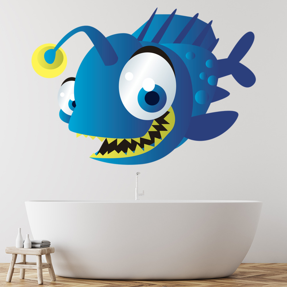 Blue Angler Fish Wall Sticker