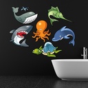 Sea Creatures Shark Whale Wall Sticker Set