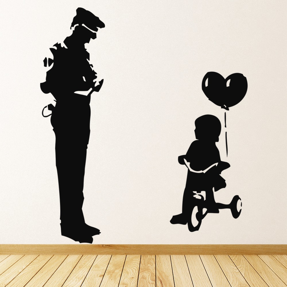 Policeman Child Banksy Wall Sticker