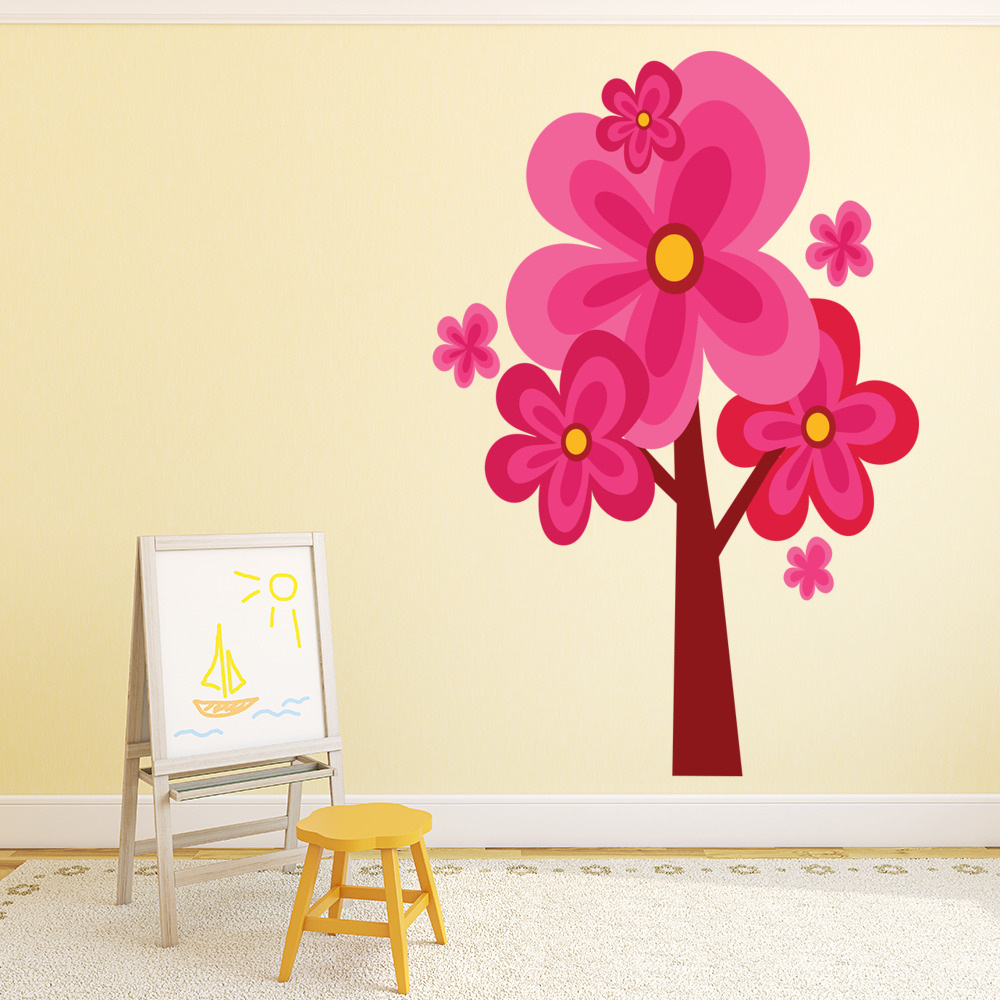 Pink Flower Tree Nursery Wall Sticker