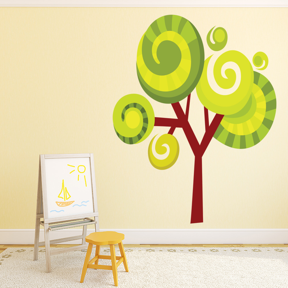 Green Swirl Tree Nursery Wall Sticker Set