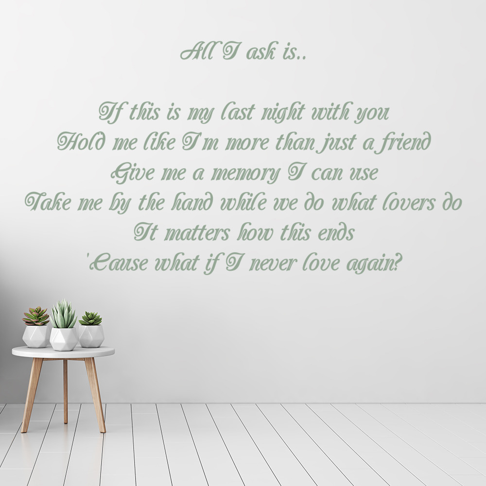 All I Ask Adele Song Lyrics Wall Sticker