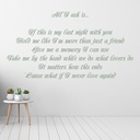 All I Ask Adele Song Lyrics Wall Sticker