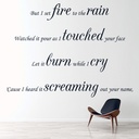 Set Fire To The Rain Adele Song Lyrics Wall Sticker