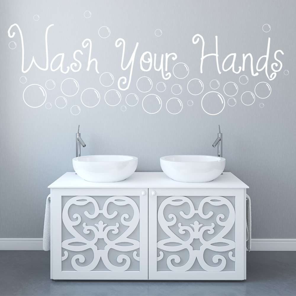 Wash Your Hands Bathroom Quote Wall Sticker - Mod2