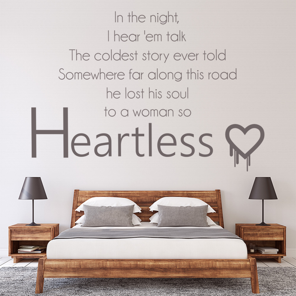 Kanye West Heartless Song Lyrics Wall Sticker