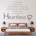 Kanye West Heartless Song Lyrics Wall Sticker