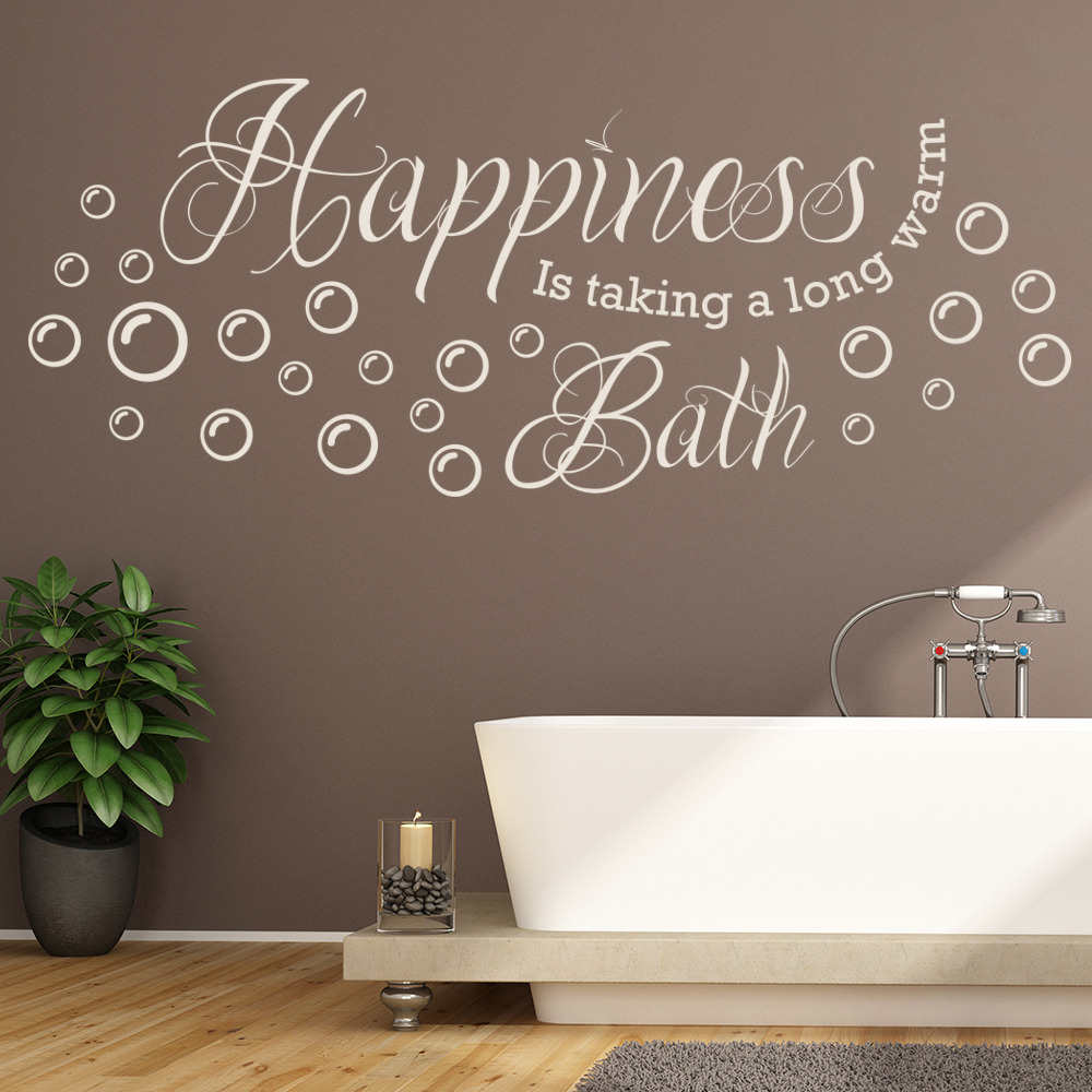 Happiness Bathroom Quote Wall Sticker - Mod7