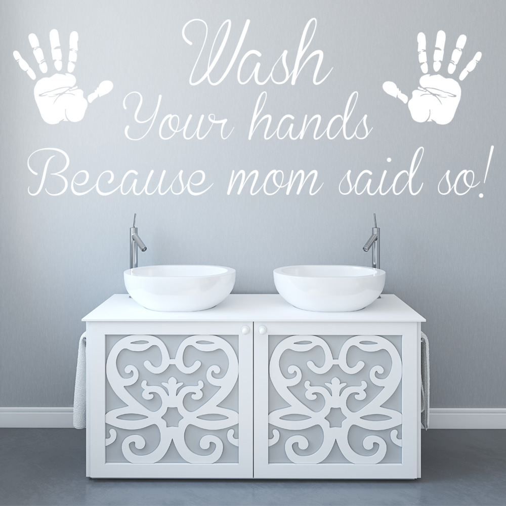 Wash Your Hands Bathroom Quote Wall Sticker - Mod1