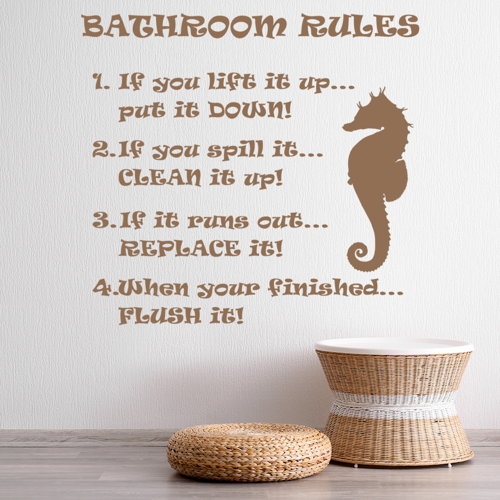 Bathroom Rules Bathroom Quote Wall Sticker - Mod2