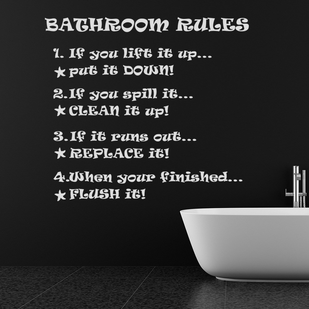 Bathroom Rules Bathroom Quote Wall Sticker - Mod3