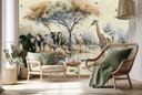 African Jungle Elephant & Giraffe Wall Mural Wallpaper
