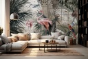 Vintage Flamingo Jungle Forest Chinoiserie Wall Mural Wallpaper