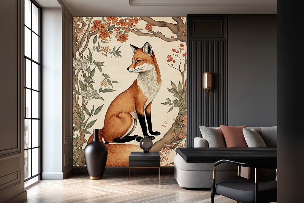 The Fox Chinoiserie Wall Mural Wallpaper
