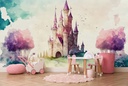 Princess Castle Pink Meadow Wall Mural Wallpaper