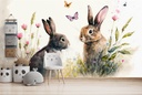 Spring Bunny Rabbits & Butterflies Wall Mural Wallpaper