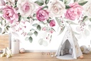 Pink & White Flowers Wall Mural Wallpaper