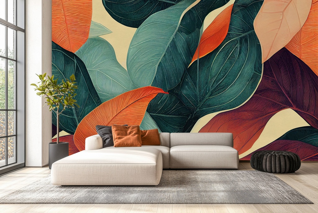 Exotic Leaves Floral Wall Mural Wallpaper
